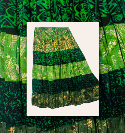 A green and black skirt with a picture of it