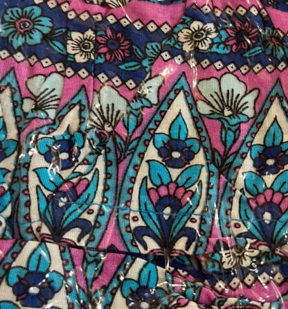 A close up of the fabric with flowers on it